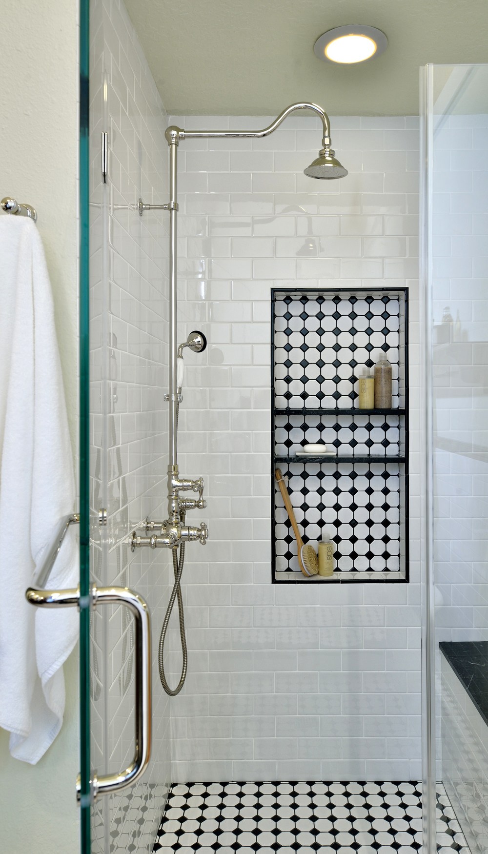 SEE THE FULL REMODEL: Before & After: This Vintage-Inspired Master Bathroom Is An Instant-Classic! | Photographer: Miro Dvorscak