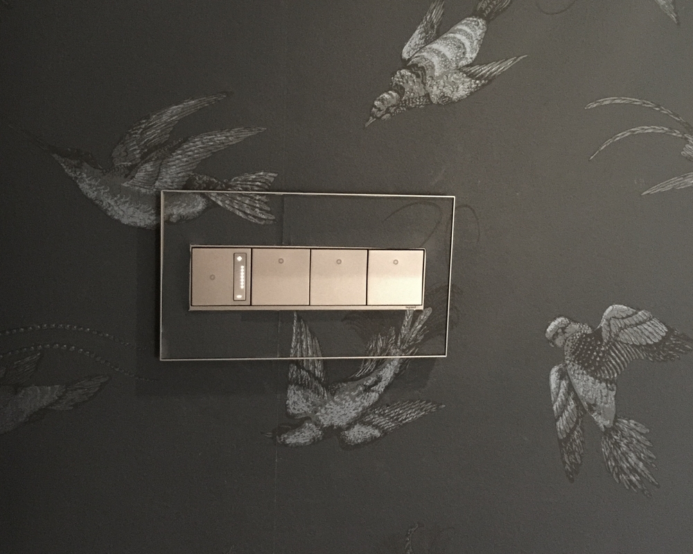 Legrand Adorne switches on wallpaper