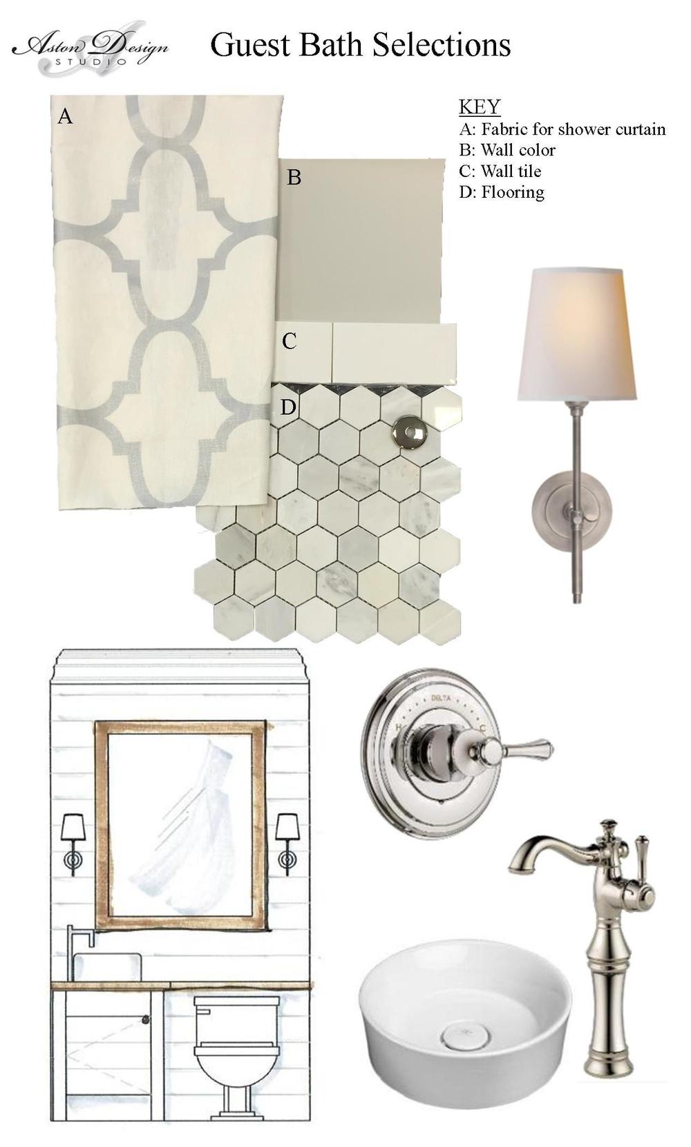 Guest bathroom selections made by interior designer Carla Aston
