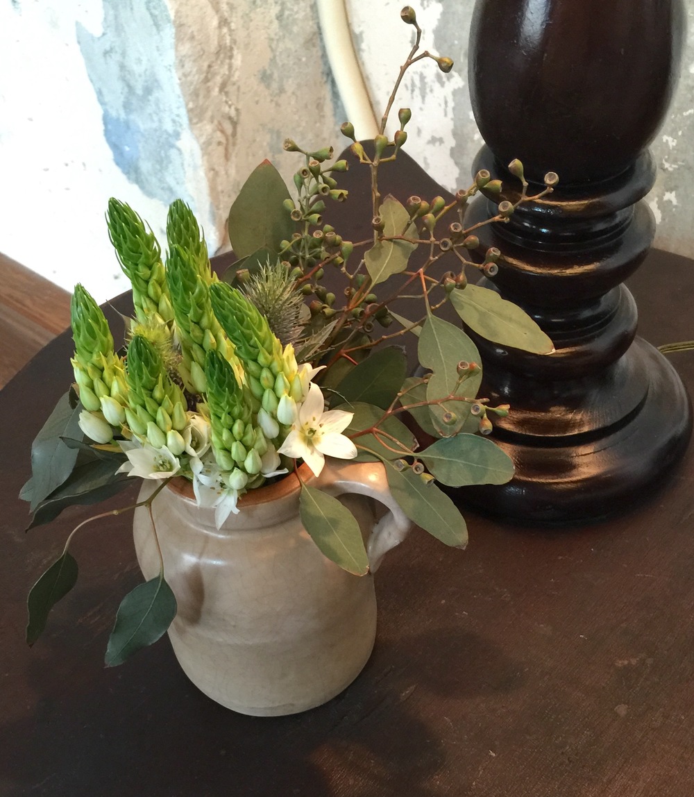 Fresh flowers on side table - Hotel Emma Lobby