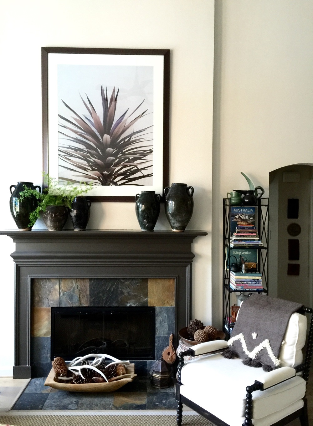 Overall Fireplace - Photography as art over fireplace, Tori Aston, Photographer.