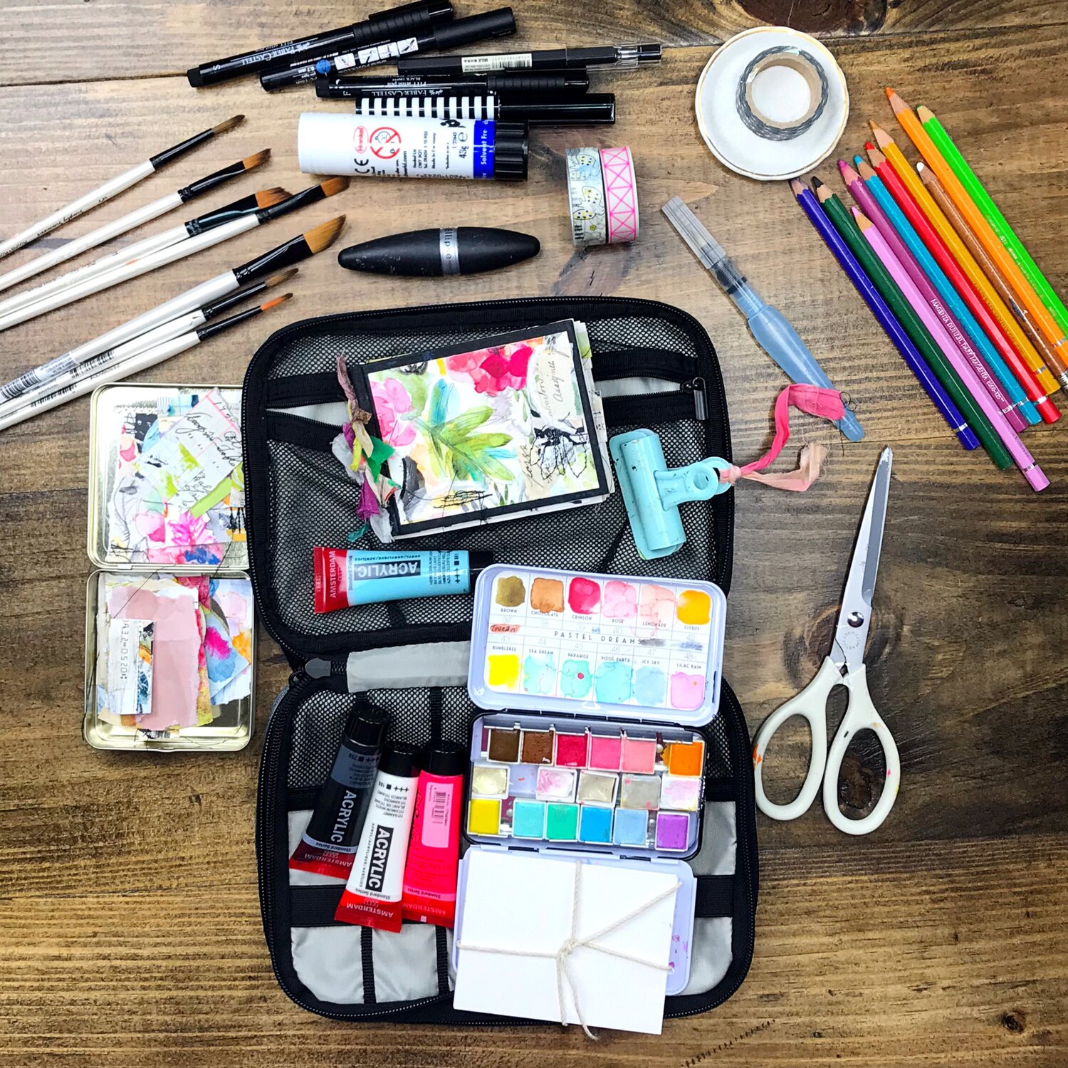 how to pack your art supplies for travelling