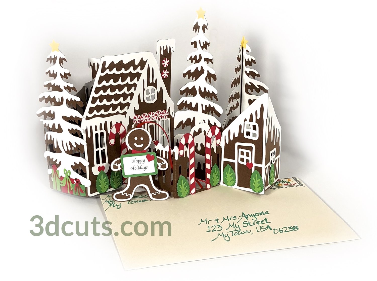 Download Zig Zag Gingerbread House Card Or Decor 3dcuts Com PSD Mockup Templates