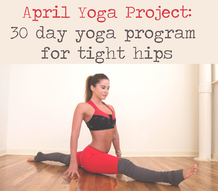 Pin now, and join in the 30 Day Yoga Program for Tight Hips Wearing: alo yoga pants and bra, c/o.