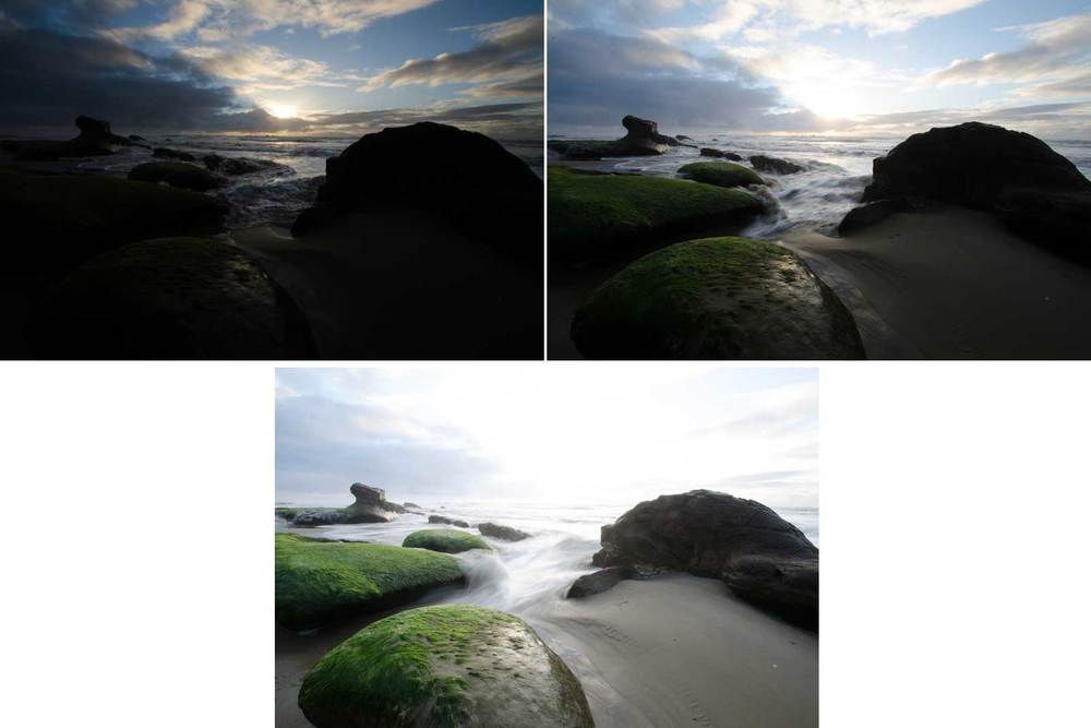  These are the 3 original exposures taken directly from the camera and are the files included in the download link above for you to use. 