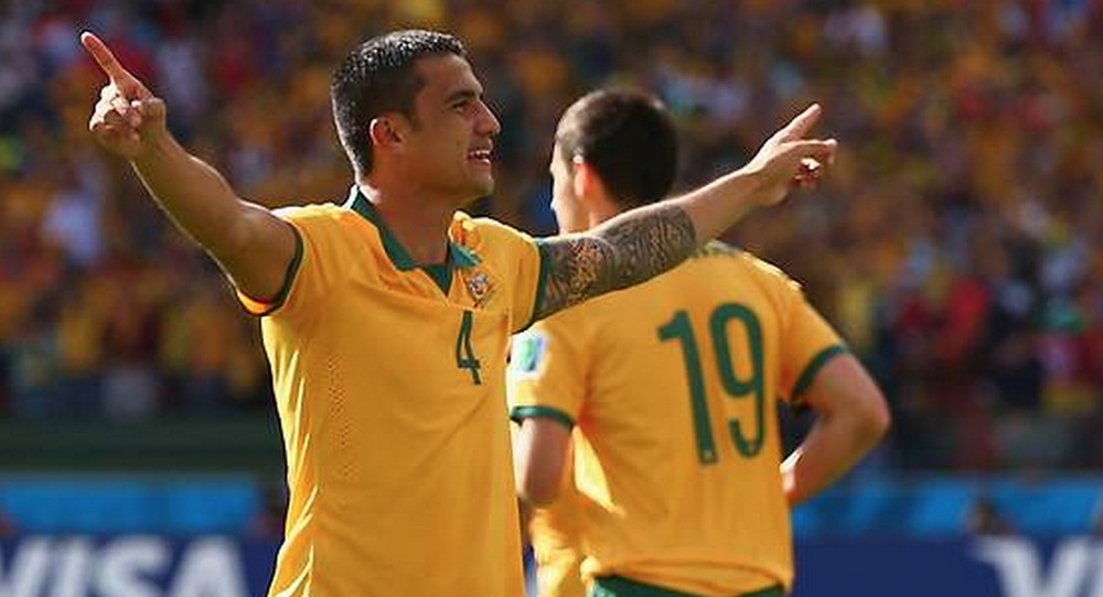 Tim Cahill celebrates that epic goal! image source - theworldgame.sbs.com.au image copyright - Getty Images