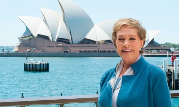 Dame Julie Andrews in Sydney promoting My Fair Lady. image source myfairlady.com.au