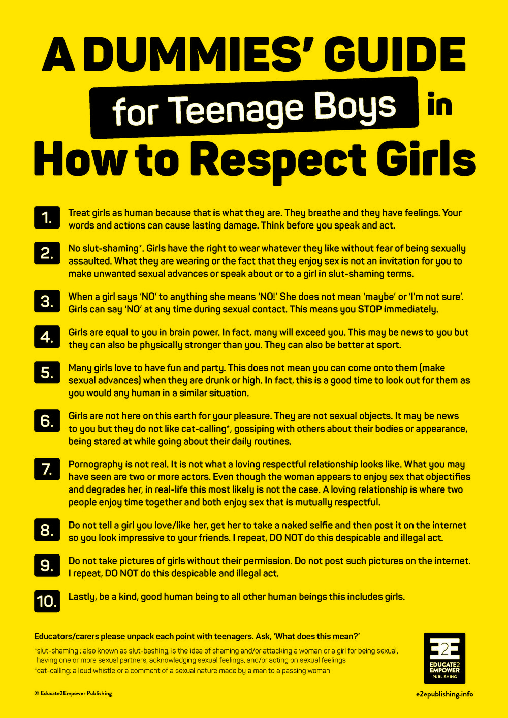 A DUMMIES Guide for Teenage Boys in How to Respect Girls — Educate2Empower Publishing