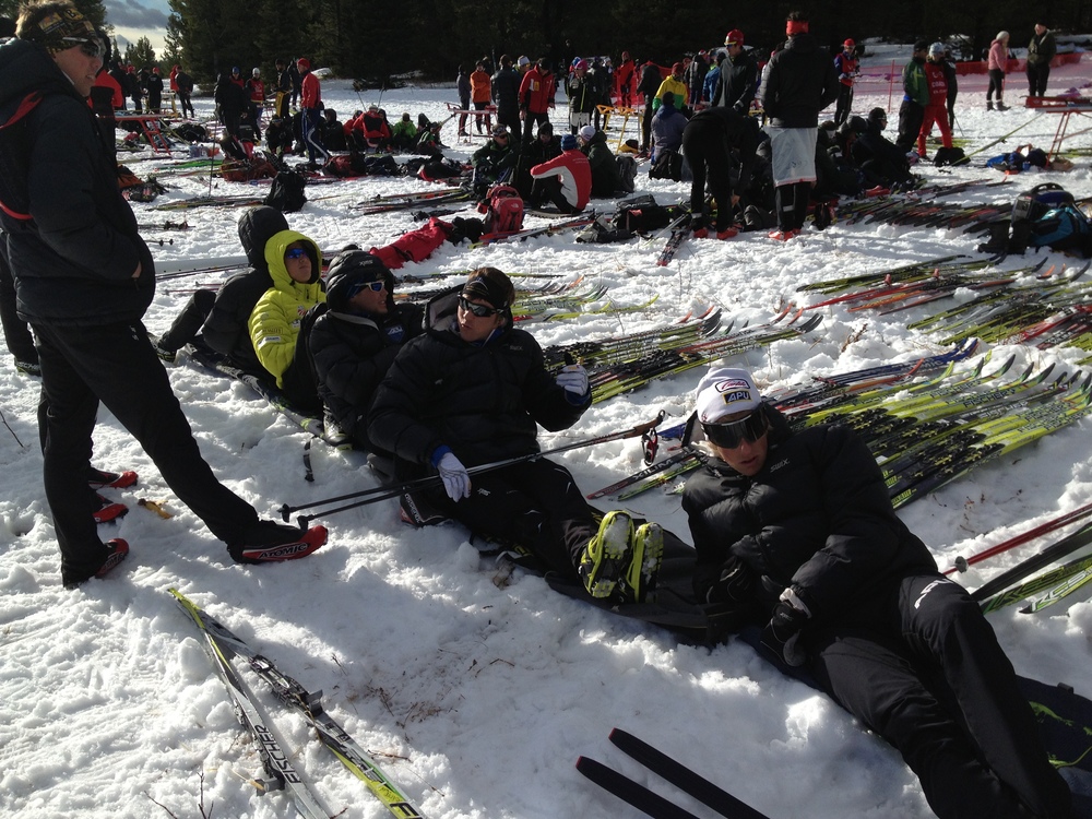  Refugee-style sprint racing-- sit and rest on anything that'll keep your butt dry! &nbsp;Ski bags are an excellent option... 