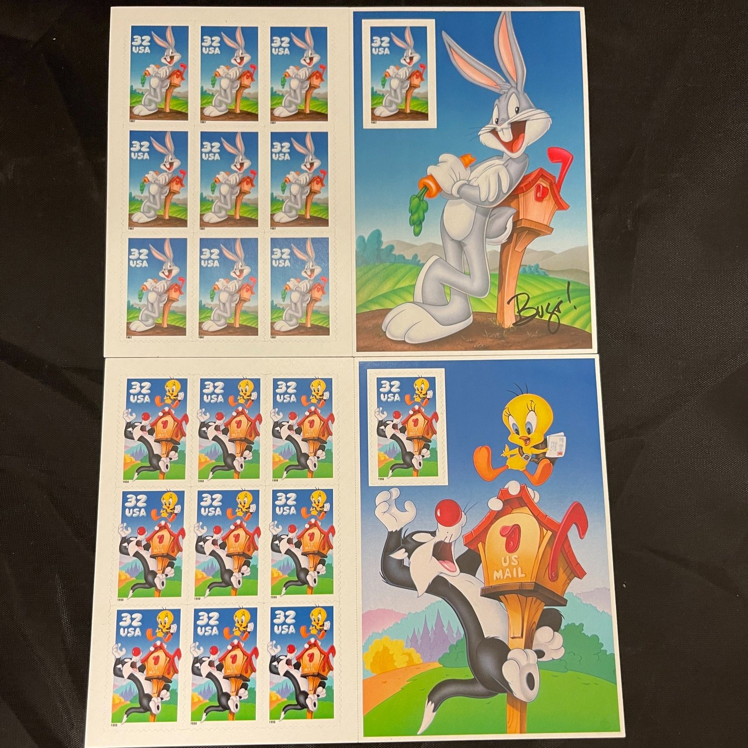 2 sheets of USPS stamps, One Bugs Bunny, One Sylvester and Tweety Bird —  ReCreate