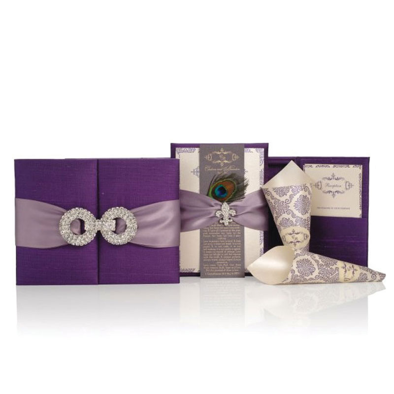Purple and jade wedding invitations