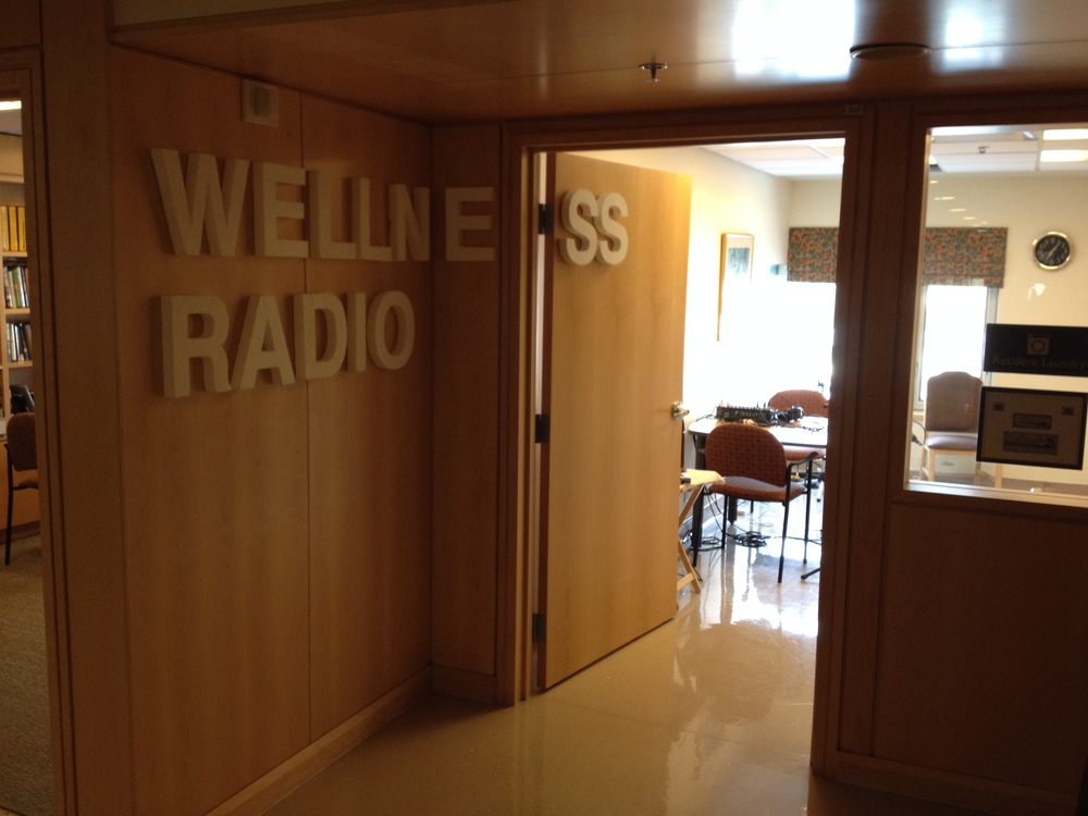 Wellness Radio Booth in the 3rd floor Laundry room of Huron Lodge, Windsor ON.  Broadcasting at 89.5FM