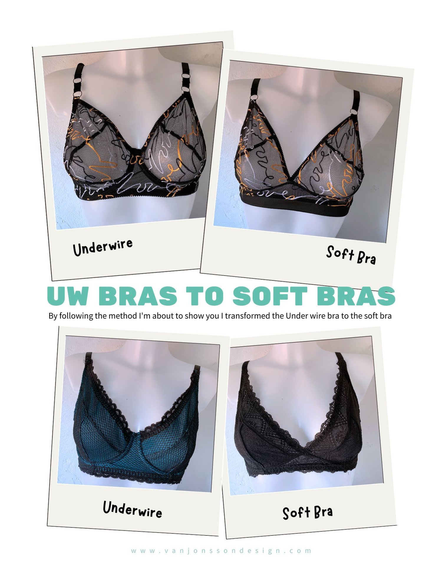 How to change an underwire bra to soft bra: Lingeri-e-course — Van Jonsson Design