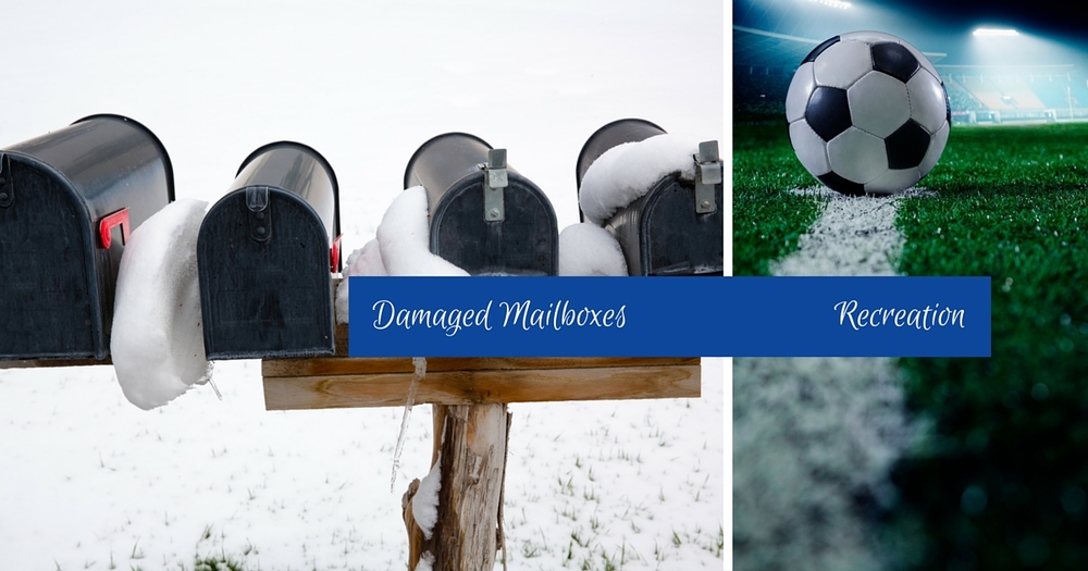 damaged mailboxes and recreation programs
