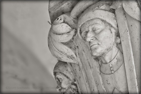 This is a detail of a decorated column in Venice, Itally, photographed by Scott Shephard.