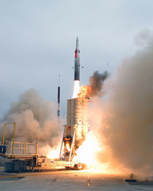 An Arrow 2 missile interceptor launch on July 29, 2004, at the Naval Air Station Point Mugu Missile Test Center in California. Credit: U.S. Navy photo.