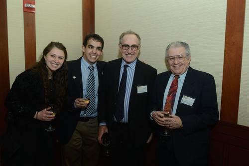 Click photo to download. Caption: Justin Hayet (second from left) with famed attorney Alan Dershowitz (third from left). Credit: Courtesy Justin Hayet.