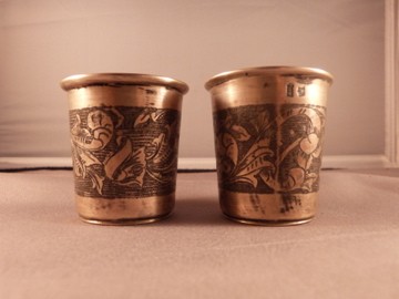 Russian Silver Niello Kiddush Cups