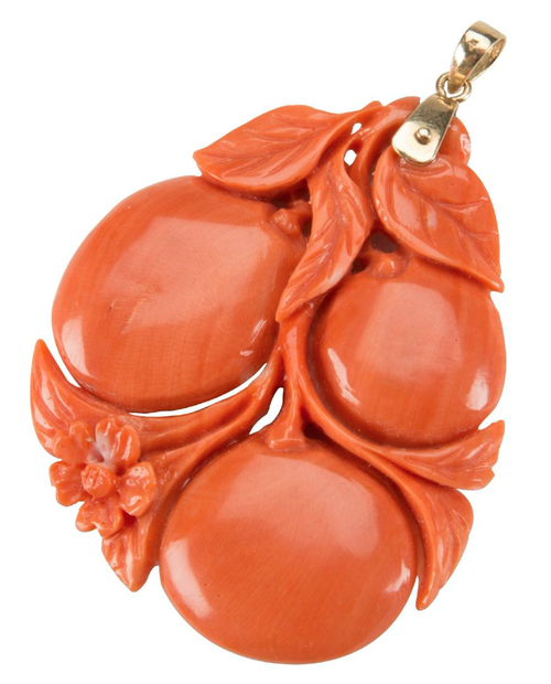 Carved Red Coral Pendant