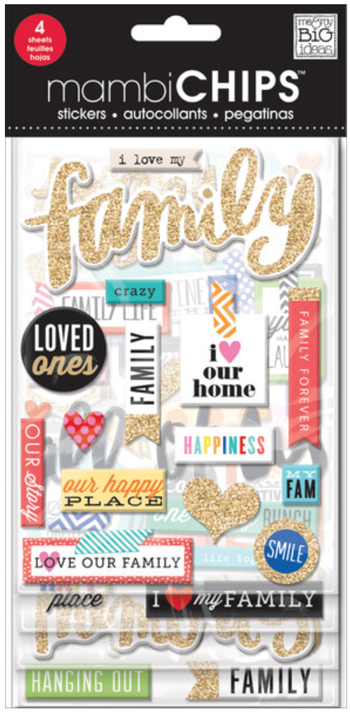 'I Love My Family' mambiCHIPS chipboard stickers pack | me & my BIG ideas