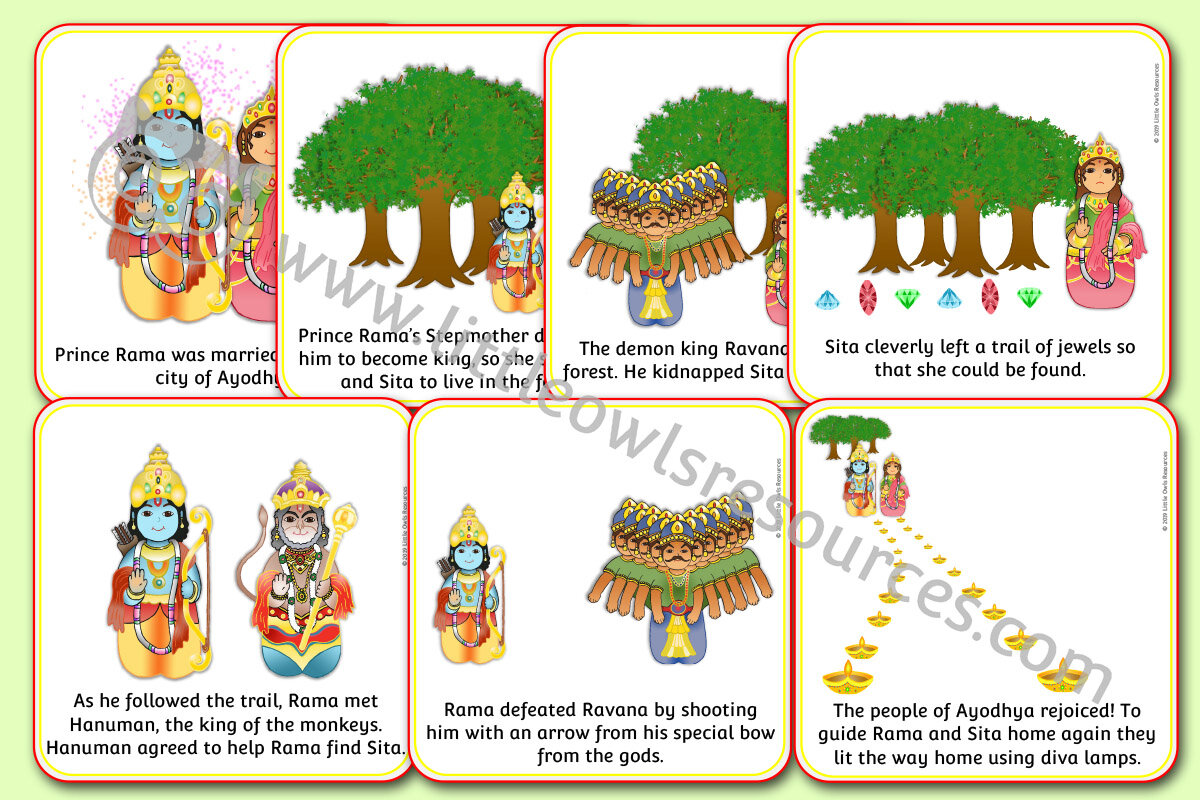 FREE Diwali Story Sequence Cards printable Early Years/EY (EYFS