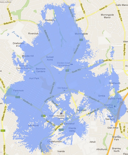 Johannesburg LTE coverage map on CellC