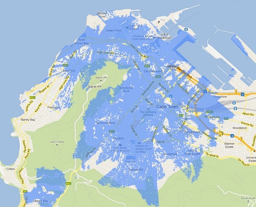 Cape Town LTE coverage map on CellC