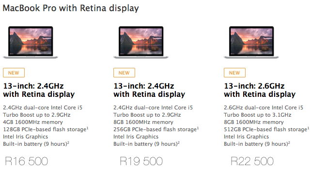 Macbook Pro, South Africa