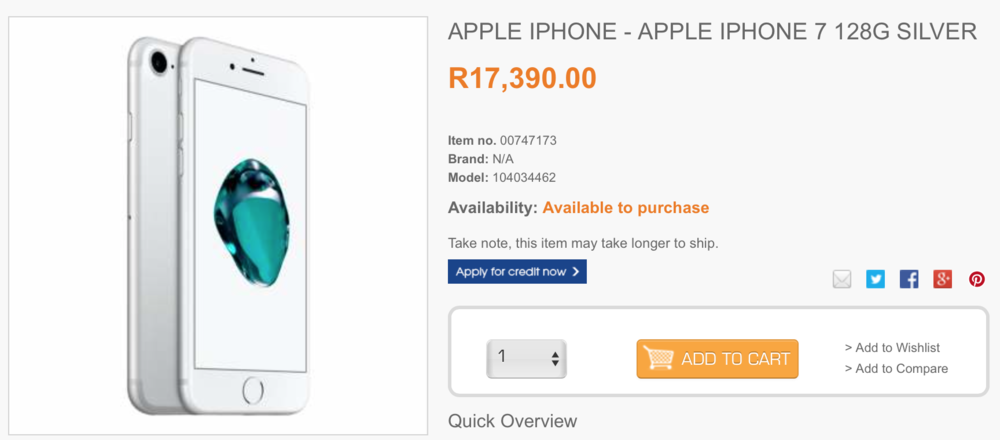 iPhone 7 128GB from Dion Wired - R17 390