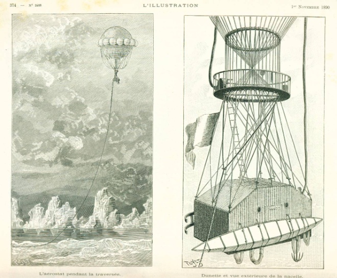 Figure 2: Poyet, « Projet d'une traversée du pole Nord en ballon » from L'illustration no. 2488, p. 374, 1er novembre, 1890