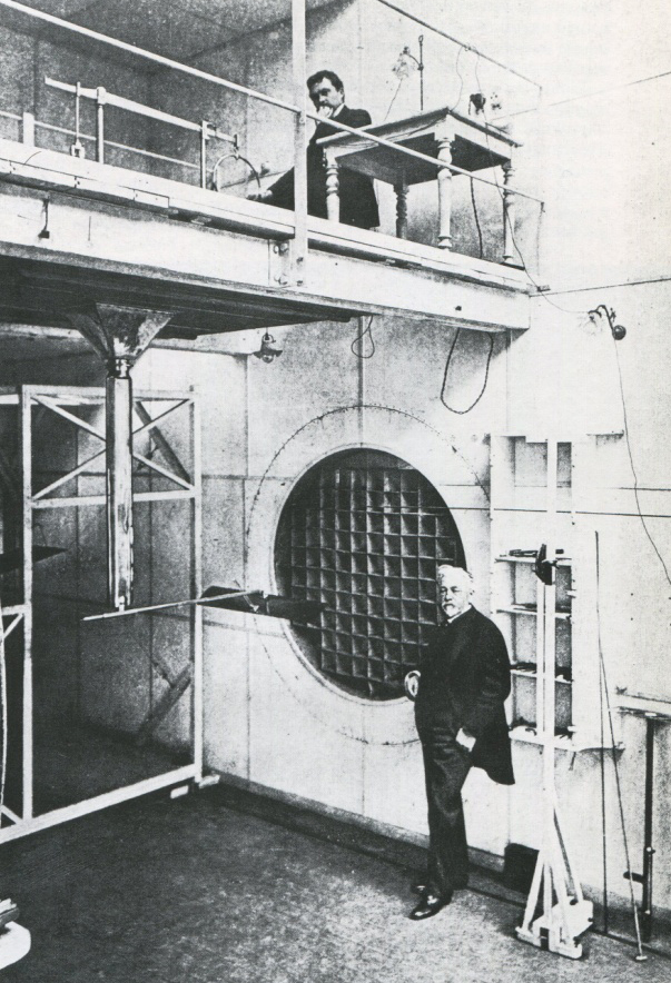 Figure 6: Gustave Eiffel in the experimental chamber of his aerodynamic laboratory, photogravure, reproduced in Loyrette, Gustave Eiffel, p. 209.