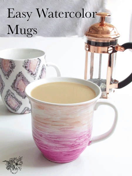 Easy Watercolor Mugs from Pocketful of Posies [Weekly Round-Up at High-Heeled Love]