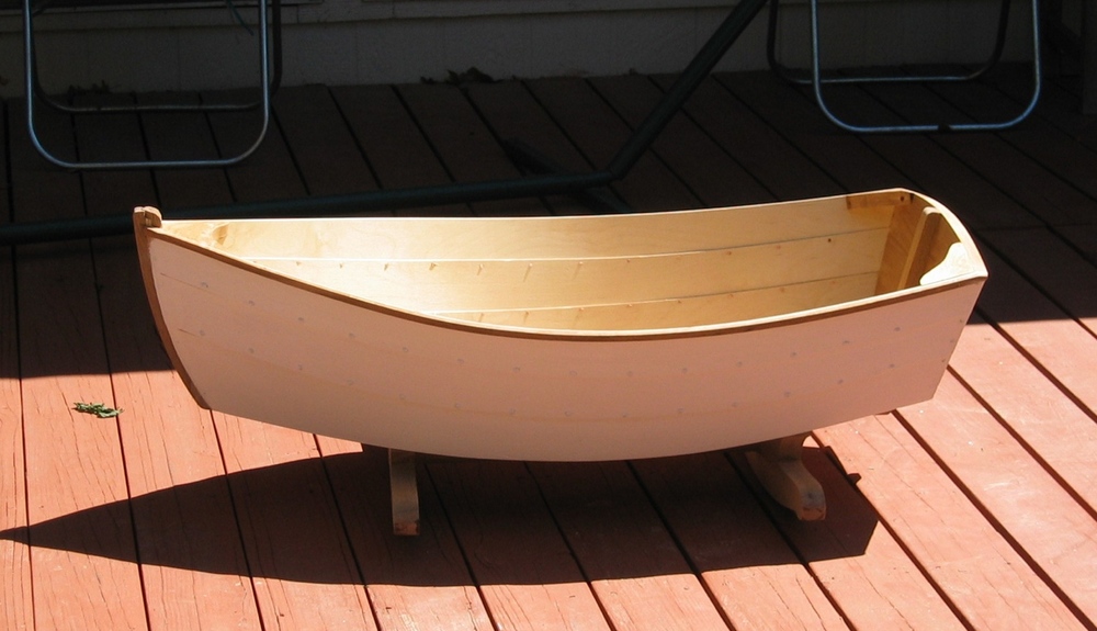 cradle boat 46" long built of plywood and oak