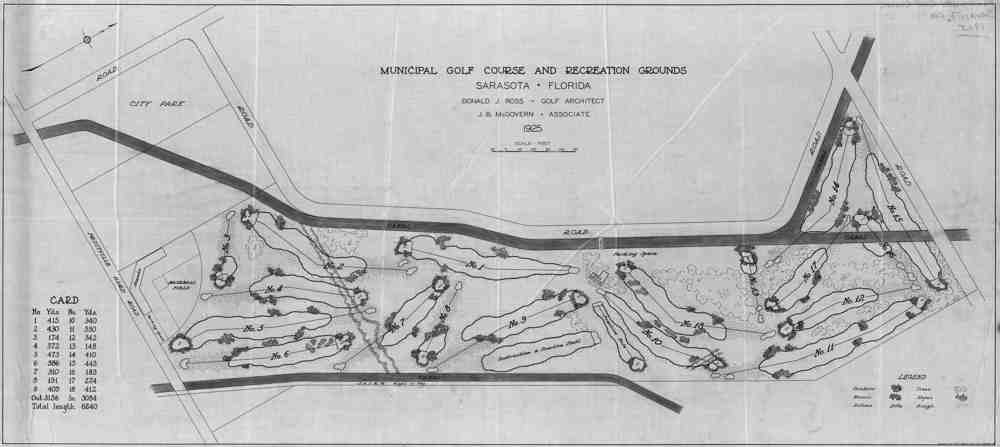 Original Donald Ross Layout for the municipal golf course in Sarasota Florida