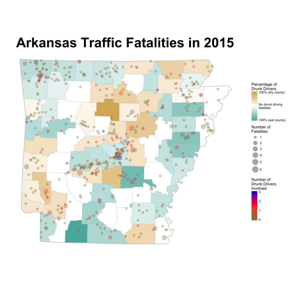 2015 Arkansas traffic fatalities. Graphic ©2016 Nathan Chaney.