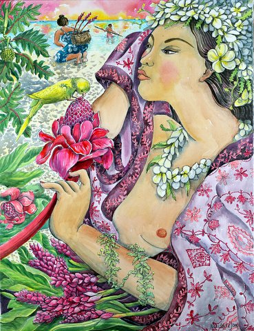 Девушка с цветком в Имбирь Лагуны