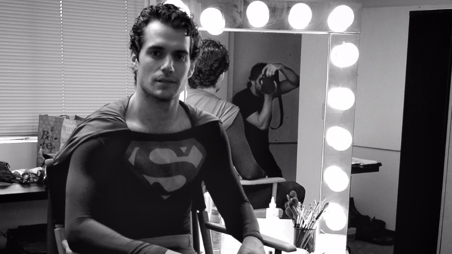 Henry Cavill in the audition of Man of Steel, wearing Christopher