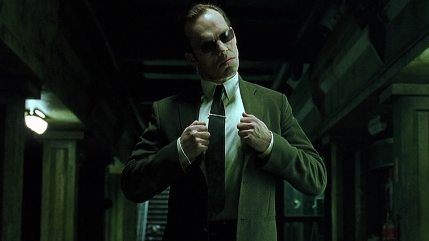 prompthunt: film still of young hugo weaving as agent smith working in a  bakery in the new matrix movie, 4 k