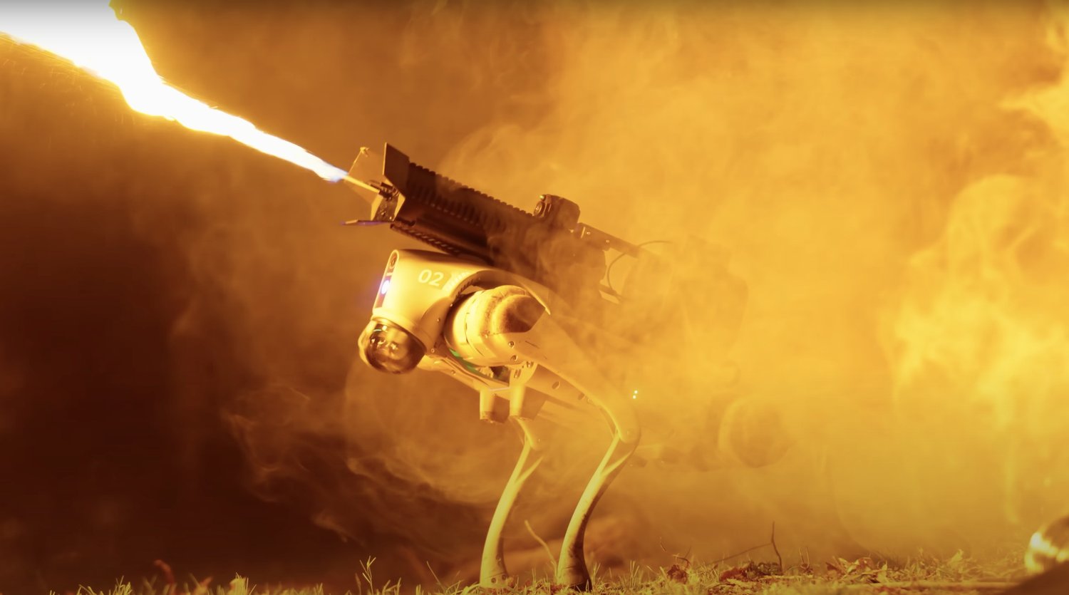 You Can Now Buy a Robotic Quadruped Dog with a Flamethrower Attached To Its Back — GeekTyrant
