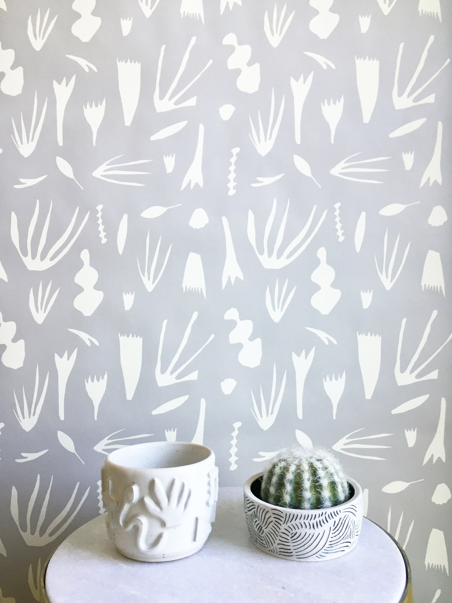 Reef Wallpaper Grey And Off White Kate Zaremba Company