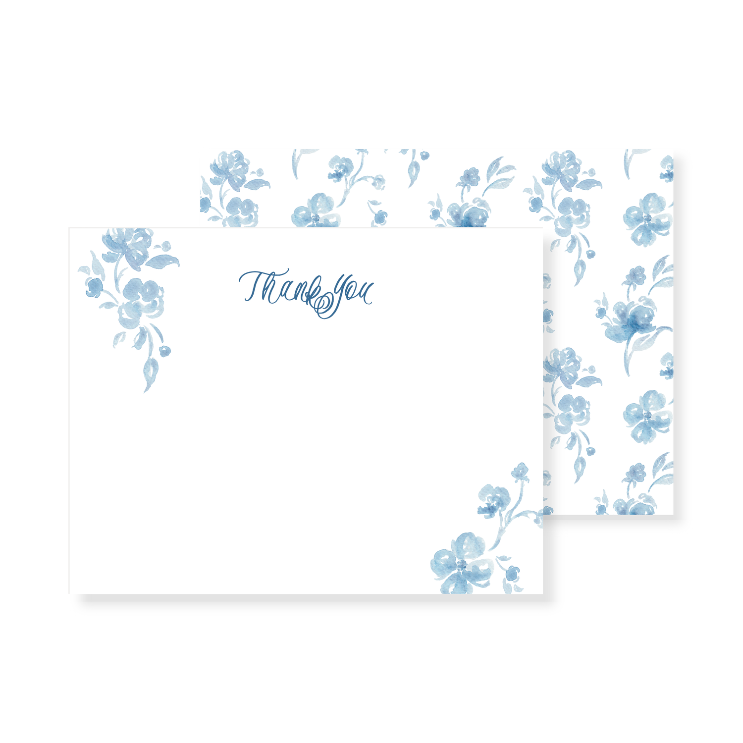 Custom Blue Floral Monogram Digitally Printed on White Napkin