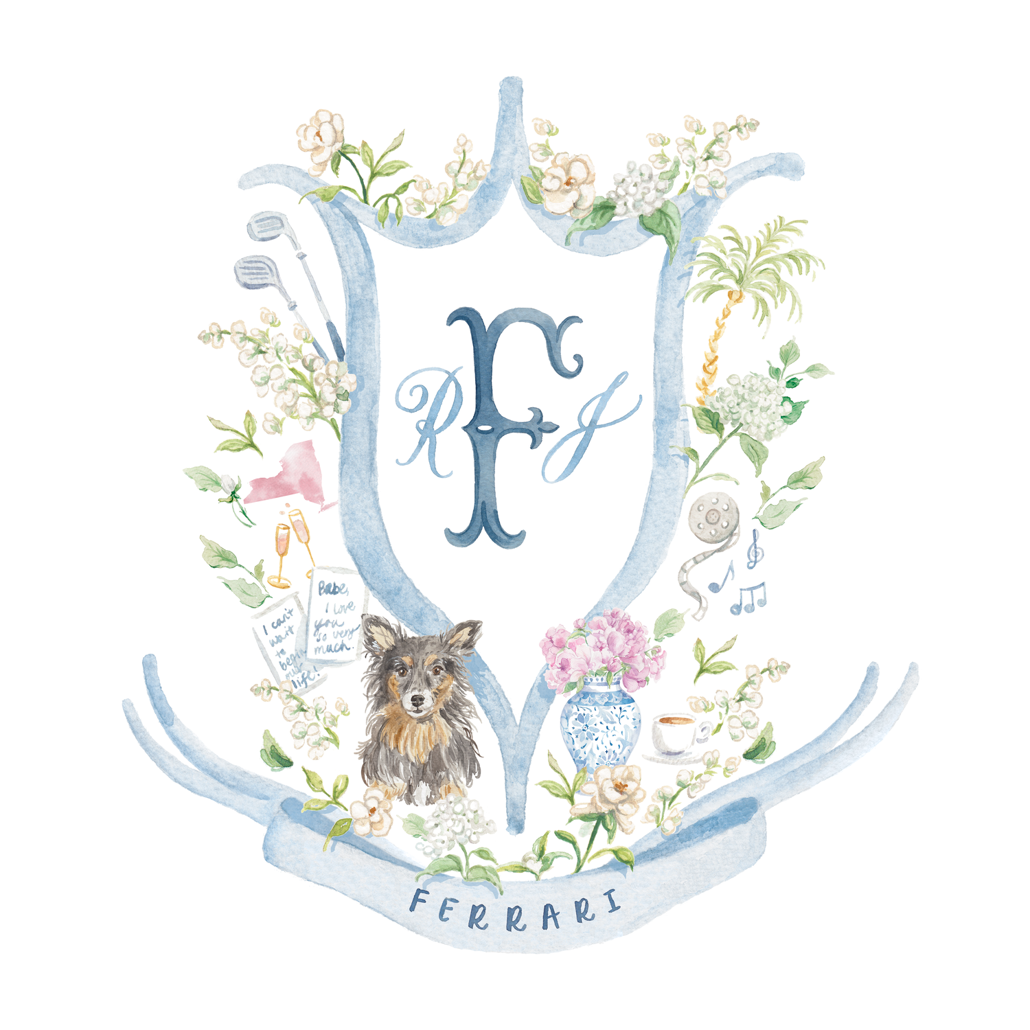 Personalized Icons Watercolor Crest — Simply Jessica Marie