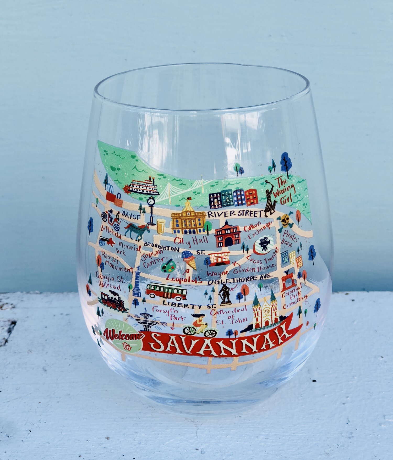 Charleston Skyline Stemless Wine Glass