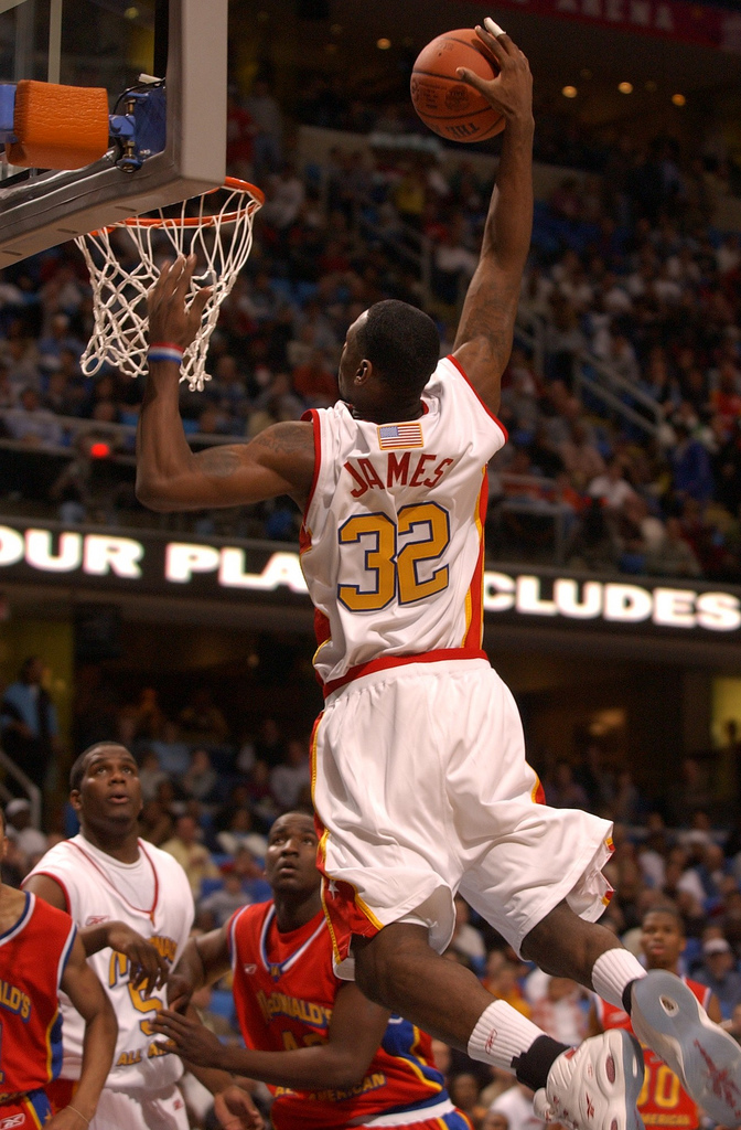 LeBron James '03 scored a game-high 27 points and was the MVP.  Photo credit:  McDonald's
