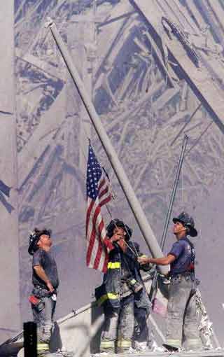 Flag raising at Ground Zero
