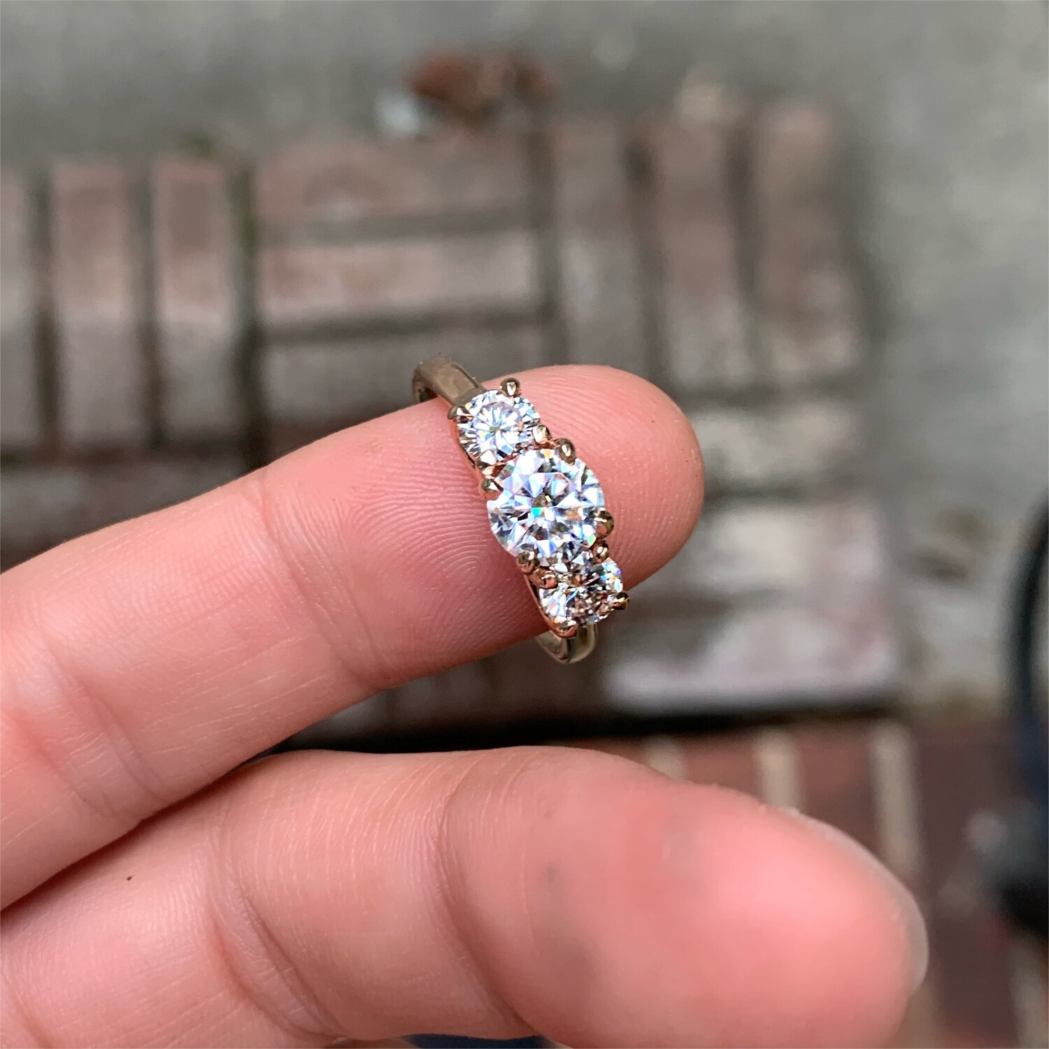 Pelagisch scheerapparaat borst Three Diamond Engagement Ring — Quercus Raleigh Custom Engagement Rings