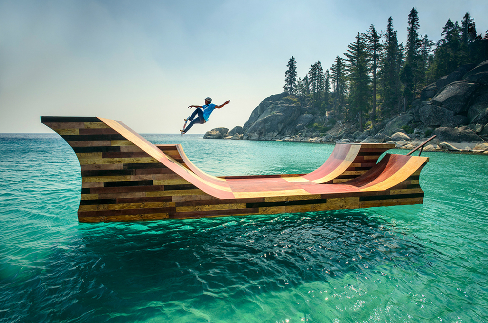 Floating Skateboard Ramp Lake Tahoe Dream Big-California Bob Burnquist