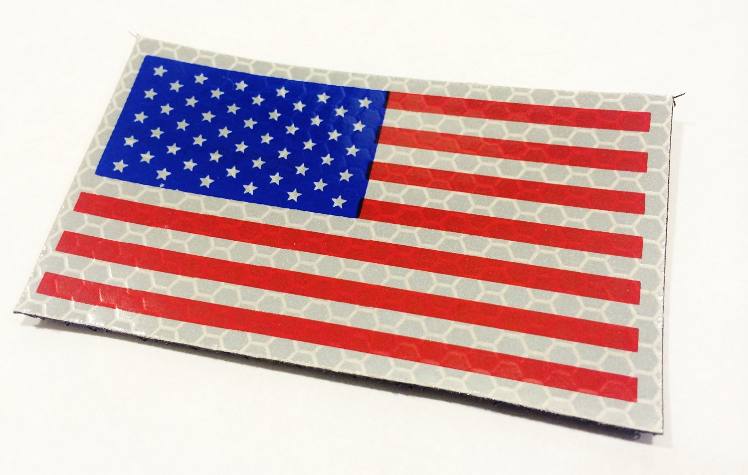 Reflective USA Flag Patch Infrared IR US USA American Flag Patch  Embroidered Hook Loop Fastener Backing Emblem 2x 3.14 (USA  Flag-Black+White）