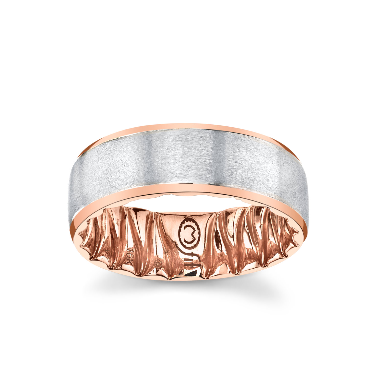 Bi-Metal Offset 9ct Rose Gold & Zirconium Double Comfort Flat Ring