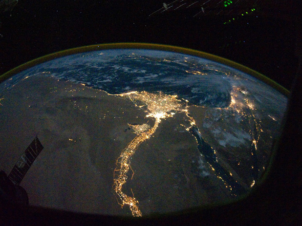 Life along the Nile River at night/Picture from NASA